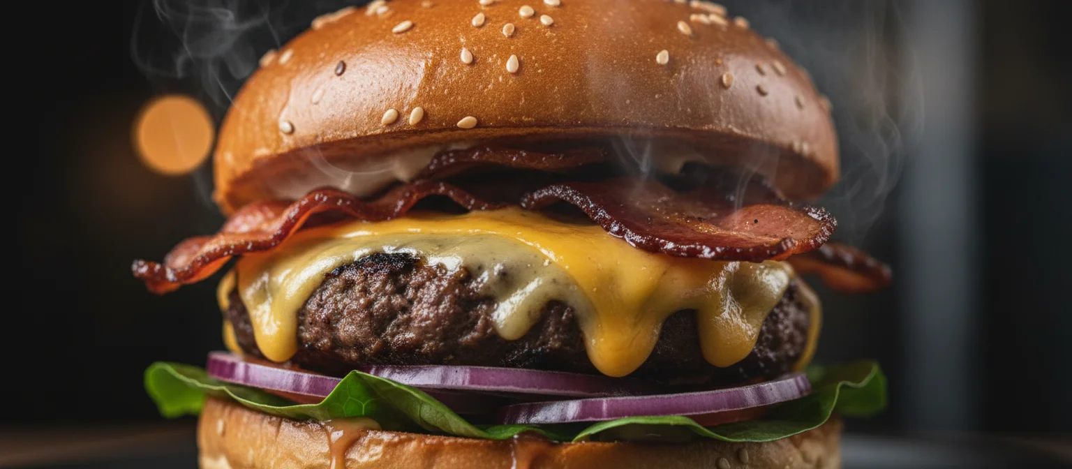 Saftiger Hannis Burger mit Käse und Bacon